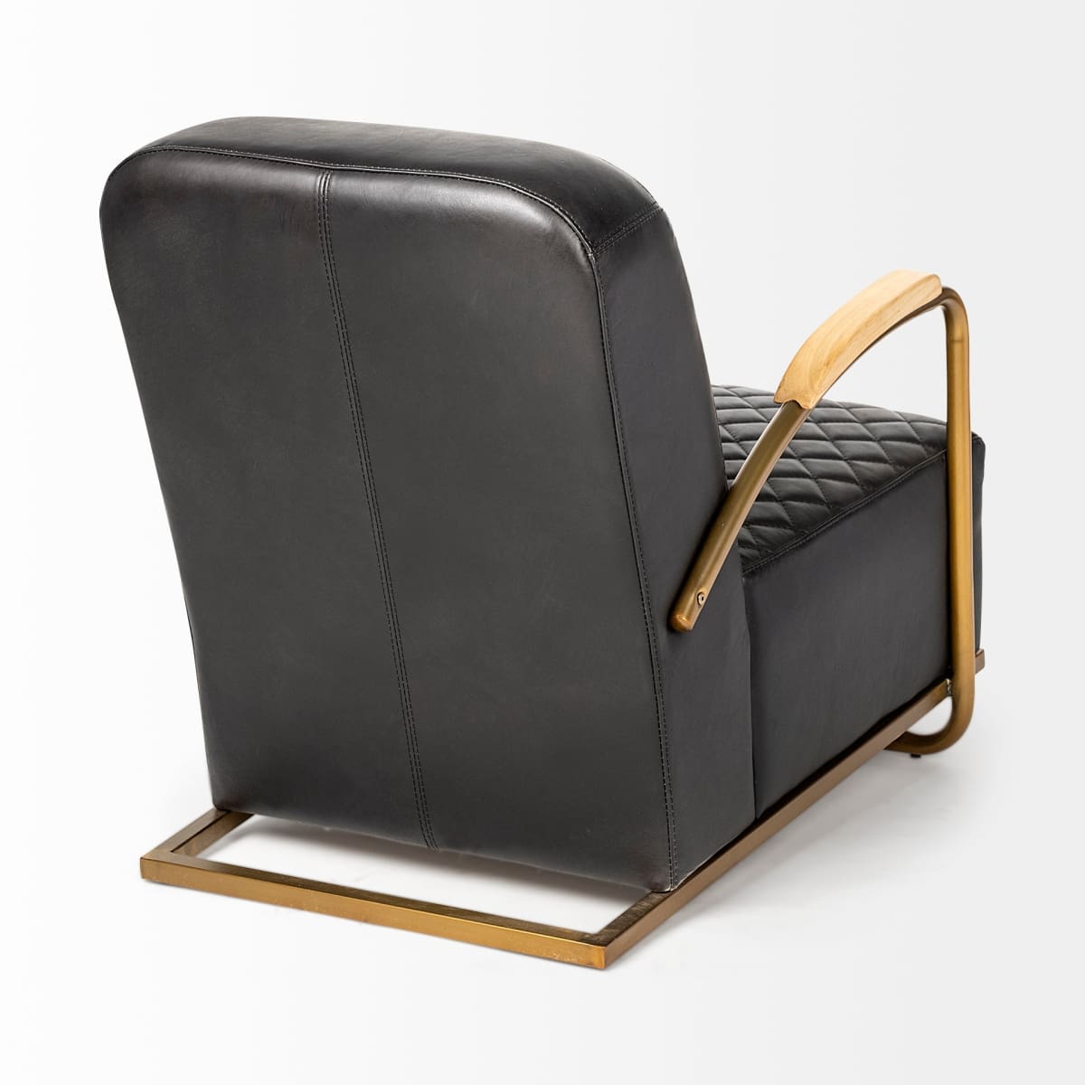 Horace Leather Accent Chair Black Leather | Gold Iron - accent-chairs