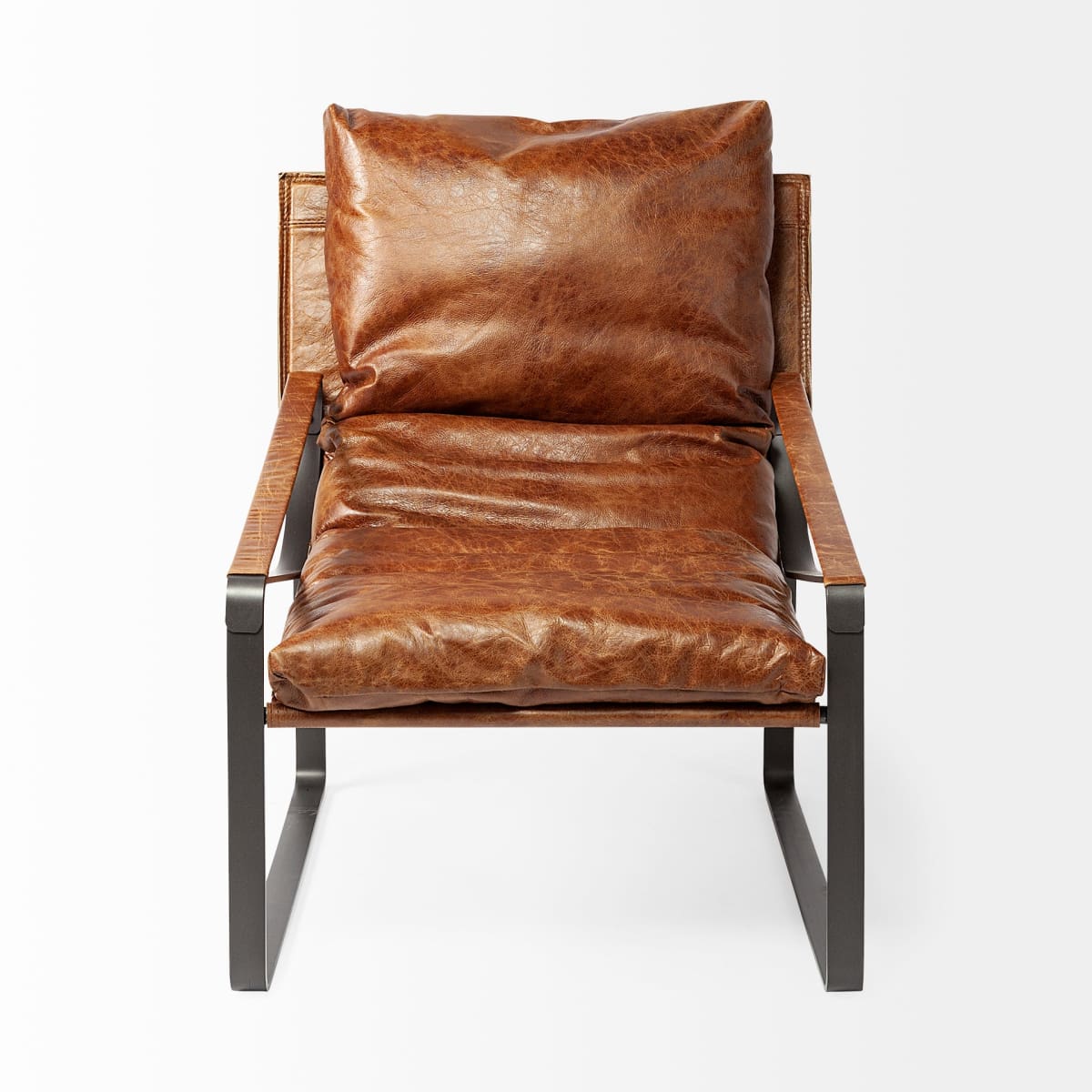 Hornet Leather Accent Chair Brown Leather | Black Metal - accent-chairs
