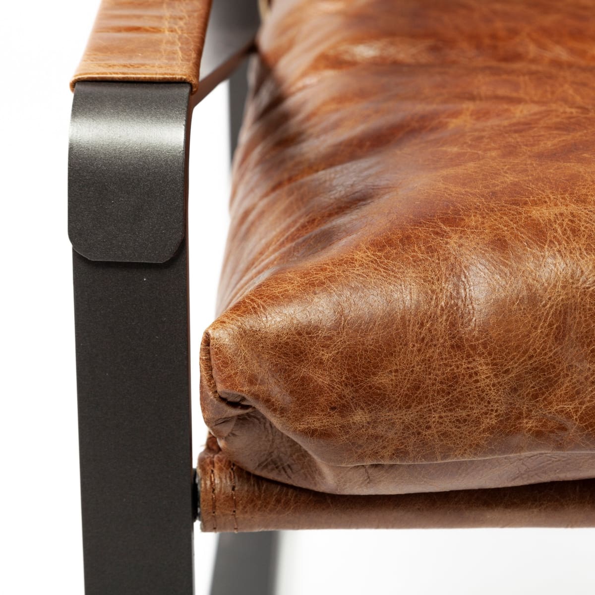 Hornet Leather Accent Chair Brown Leather | Black Metal - accent-chairs
