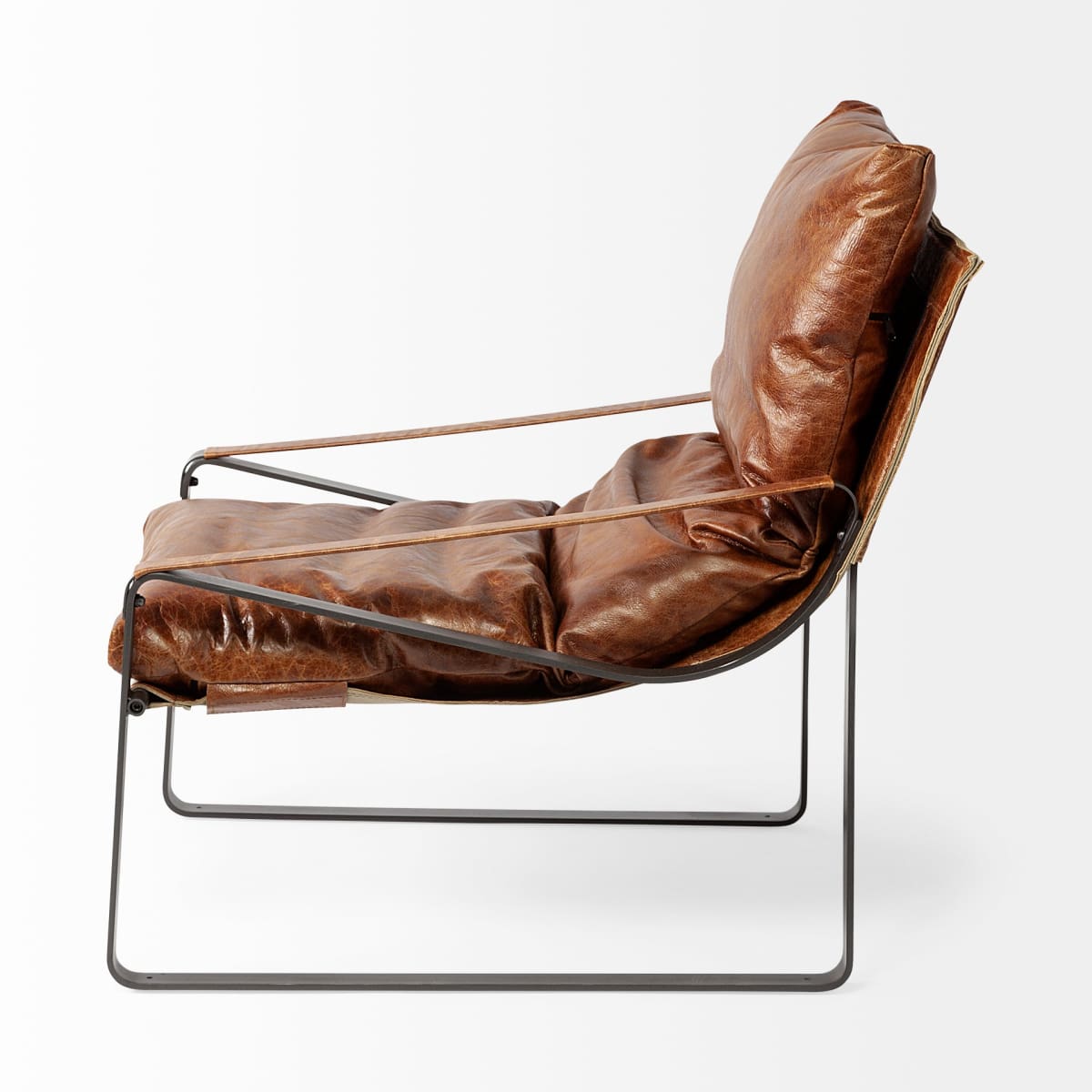 Hornet Leather Accent Chair Brown Leather | Black Metal - accent-chairs