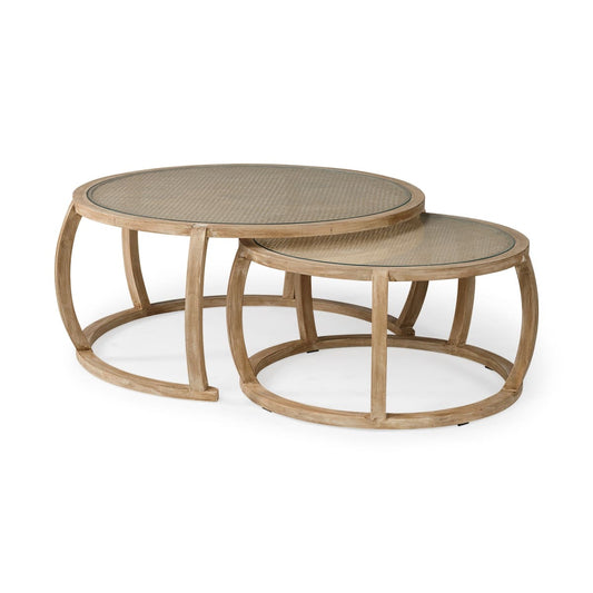 Hubbard Coffee Table Brown Cane | Glass - coffee-tables