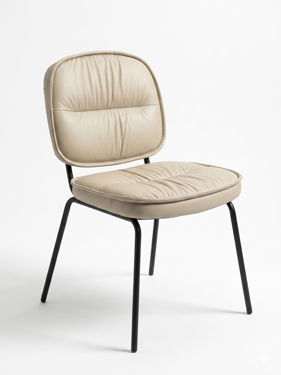 Camila Real Leather Dining Chair with Metal Legs