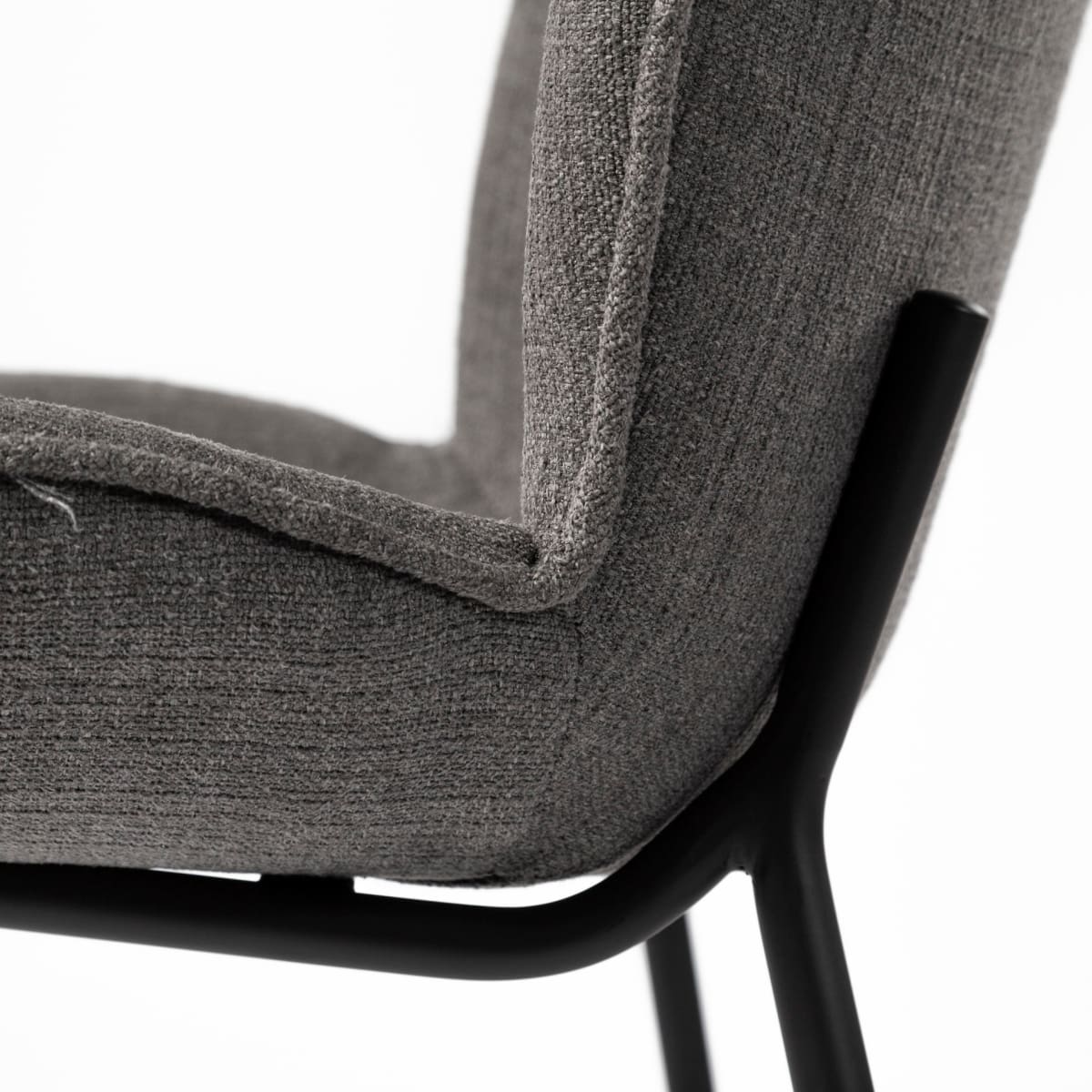 Inala Dining Chair Gray Fabric | Black Metal - dining-chairs