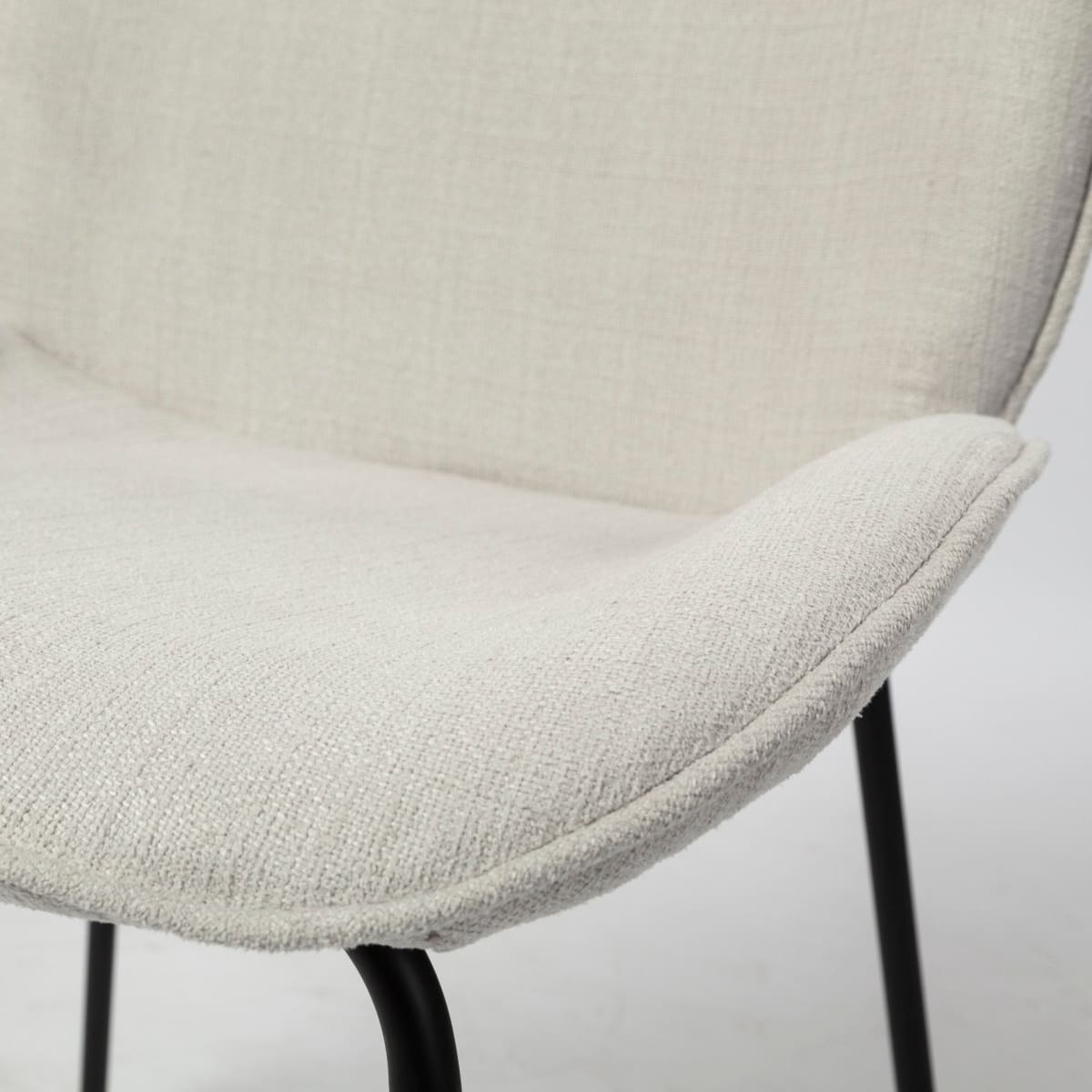 Inala Dining Chair White Fabric | Black Metal - dining-chairs