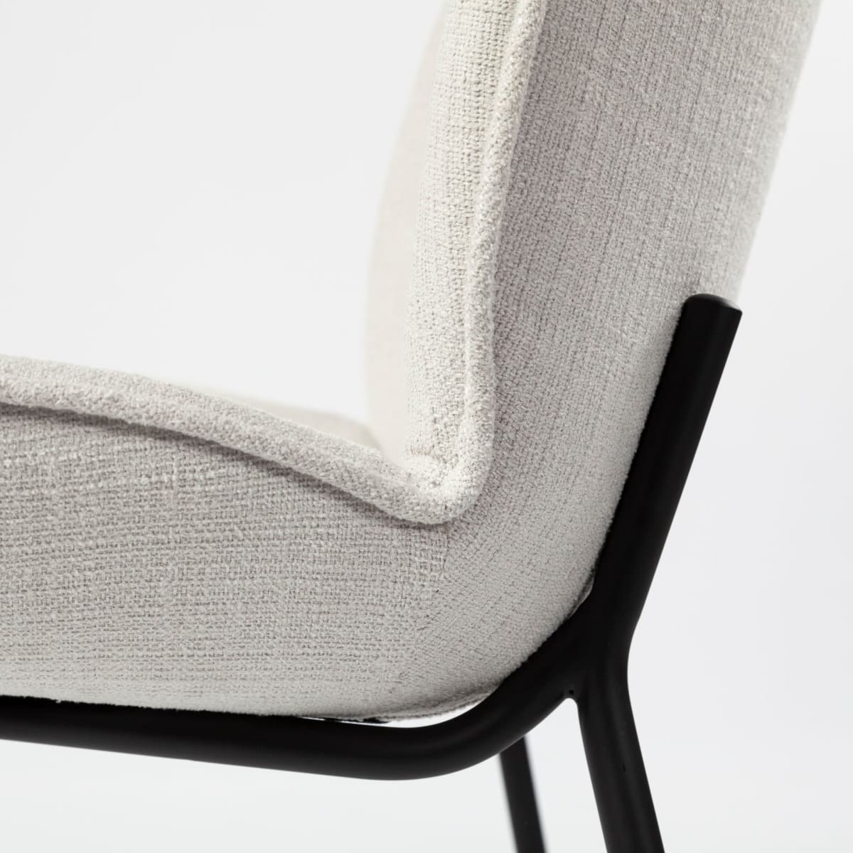 Inala Dining Chair White Fabric | Black Metal - dining-chairs