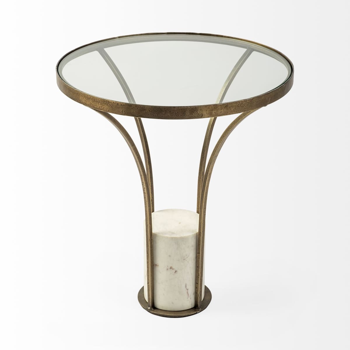 Jacinta End Side Table Glass & Marble | Gold Metal - end-and-side-tables