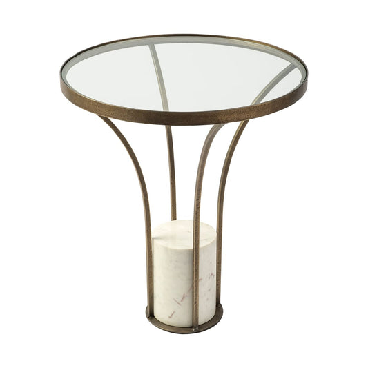 Jacinta End Side Table Glass & Marble | Gold Metal - end-and-side-tables