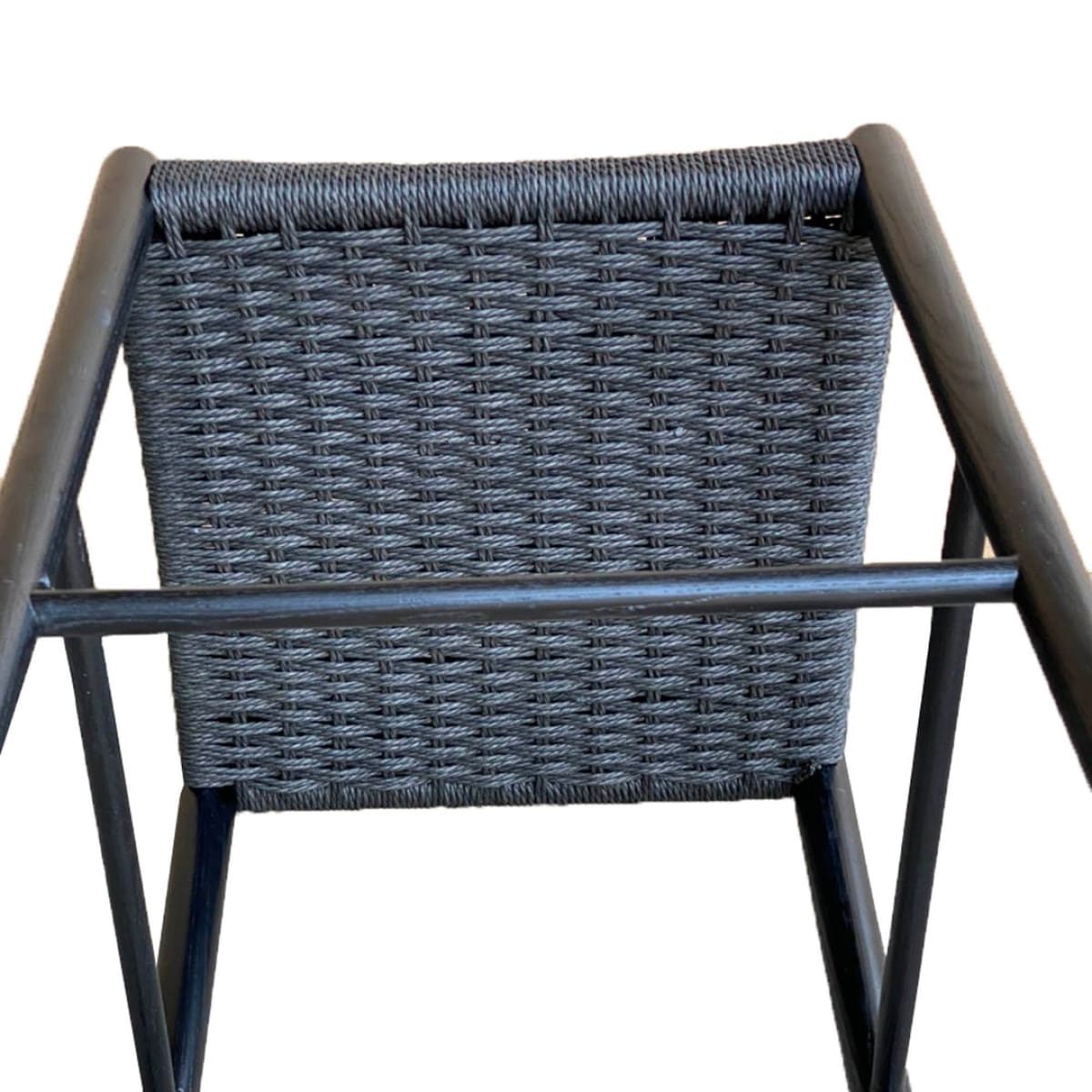 Jakarta Counter Stool With Back - Black/Black Woven Seat - lh-import-stools