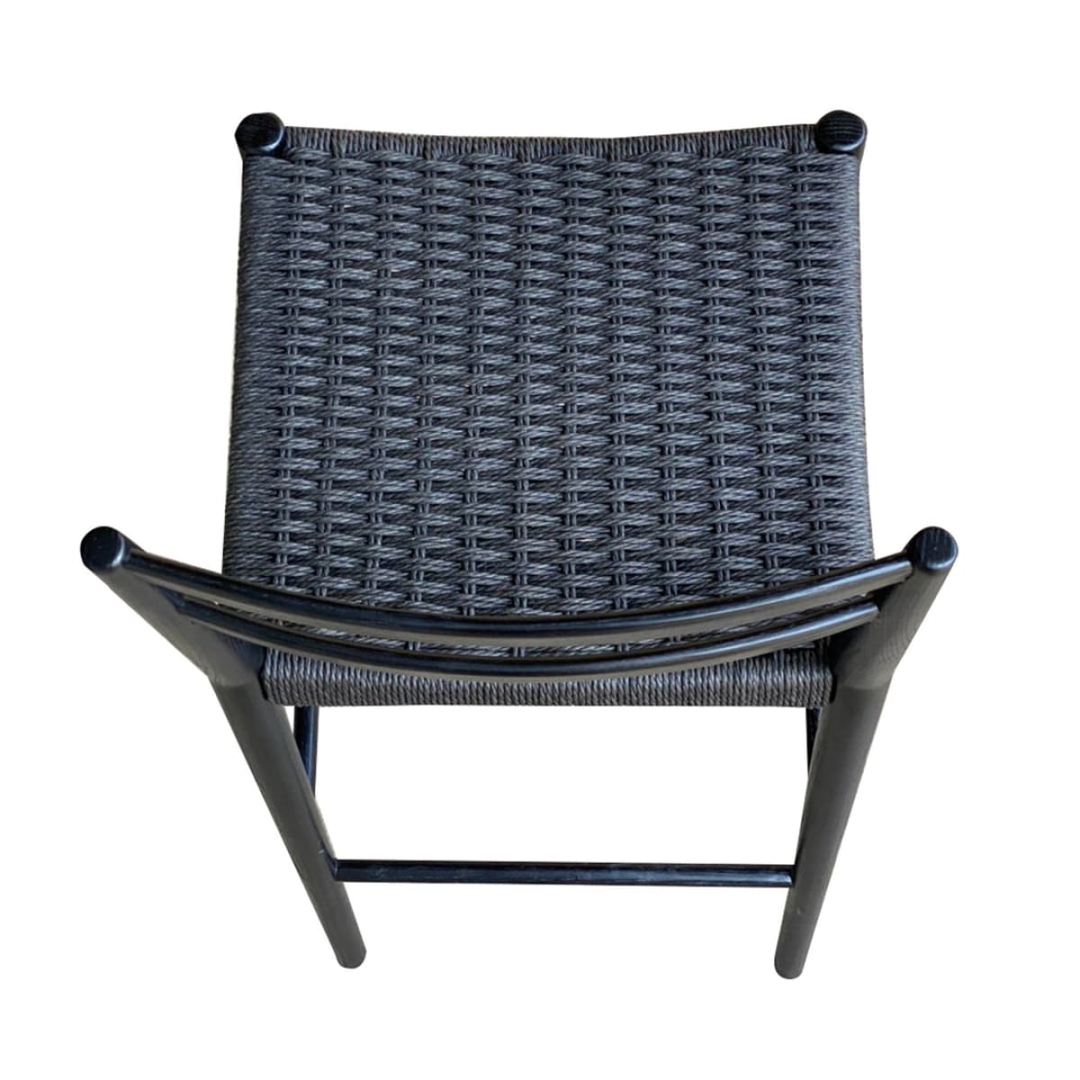 Jakarta Counter Stool With Back - Black/Black Woven Seat - lh-import-stools