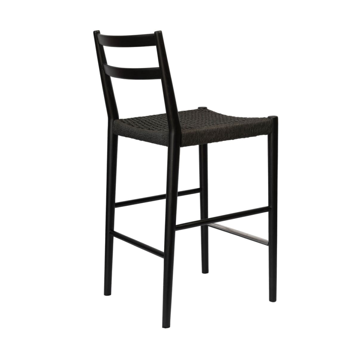 Jakarta Counter Stool With Back - Black/Black Woven Seat - lh-import-stools