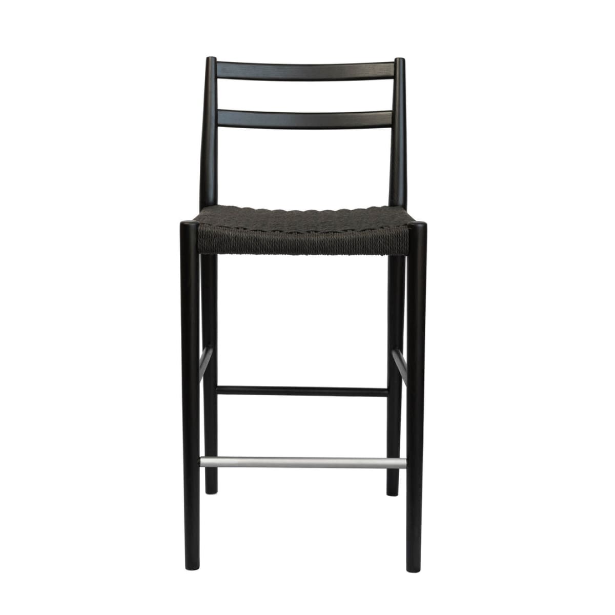 Jakarta Counter Stool With Back - Black/Black Woven Seat - lh-import-stools