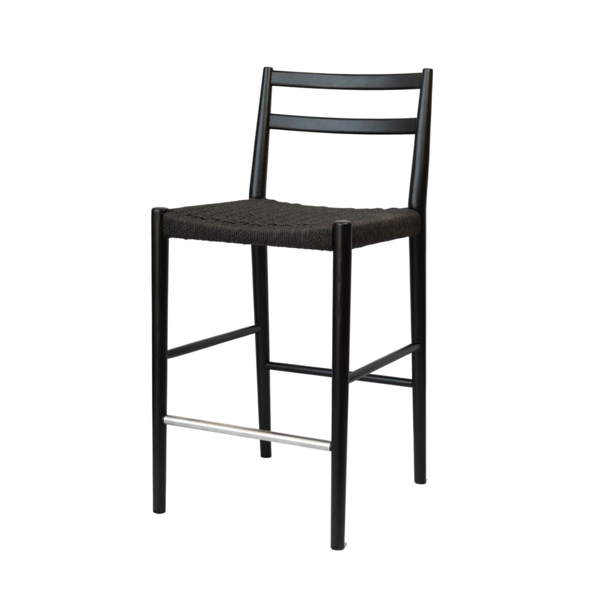 Jakarta Counter Stool With Back - Black/Black Woven Seat - lh-import-stools