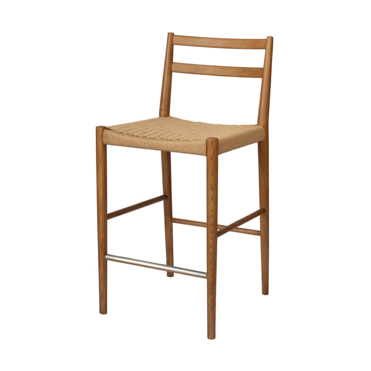 Jakarta Counter Stool With Back - Walnut/Natural Woven Seat - lh-import-stools