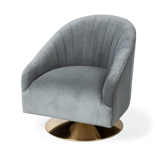 James Accent Chair Gray/Blue Velvet | Gold Metal - accent-chairs