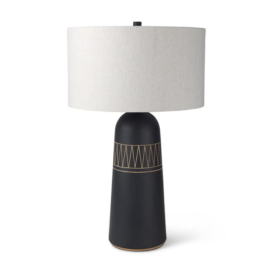Javier Table Lamp Black Base | Cream Shade - table-lamps