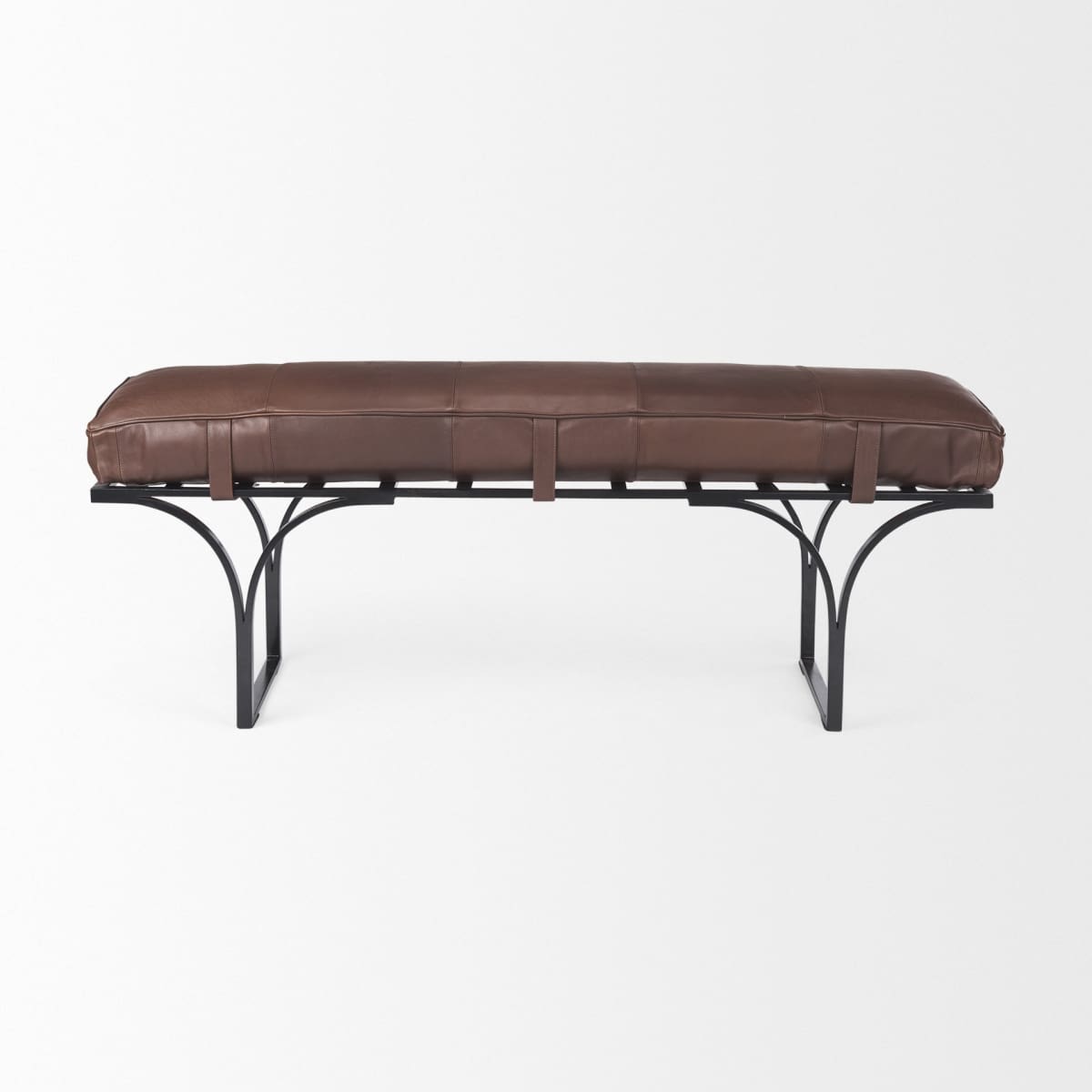 Jessie Bench Dark Brown Leather | Black Metal - benches