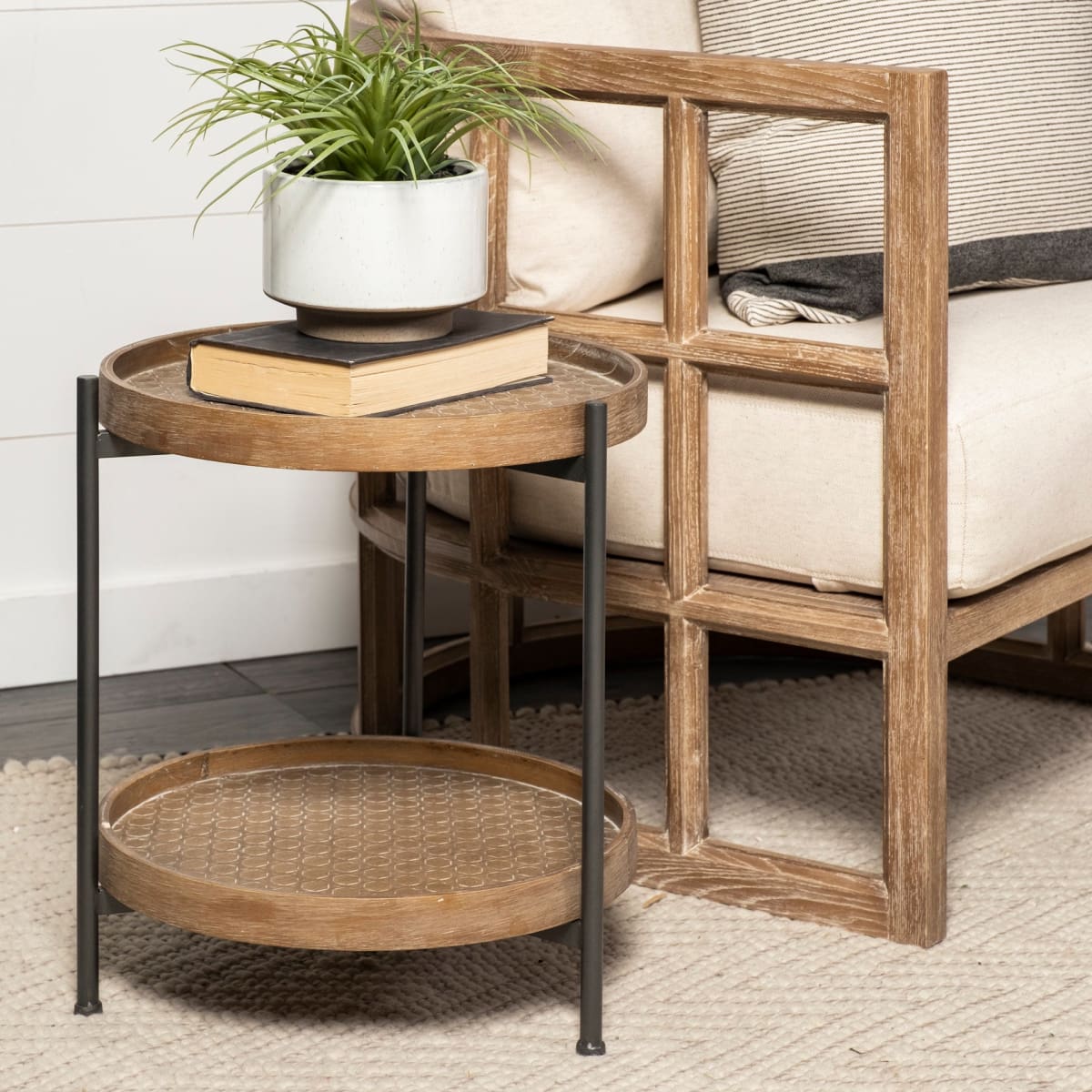 Kade End Side Table Brown Wood | Gray Metal - end-and-side-tables