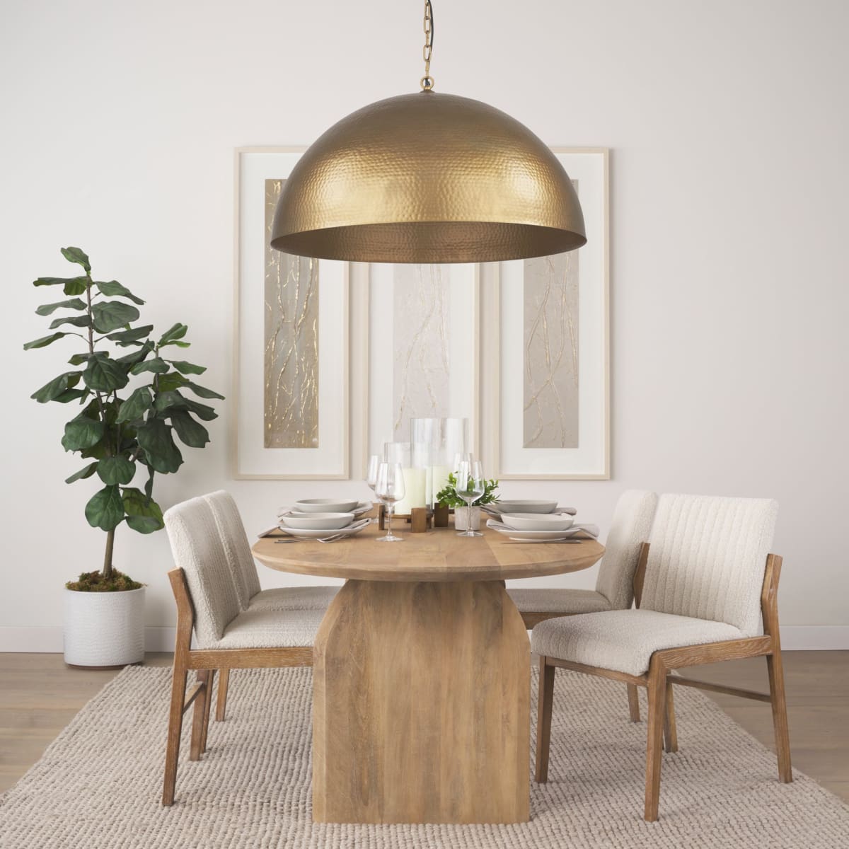 Karina Pendant Light Brass-tone Metal | 36’’ Round - pendant-light