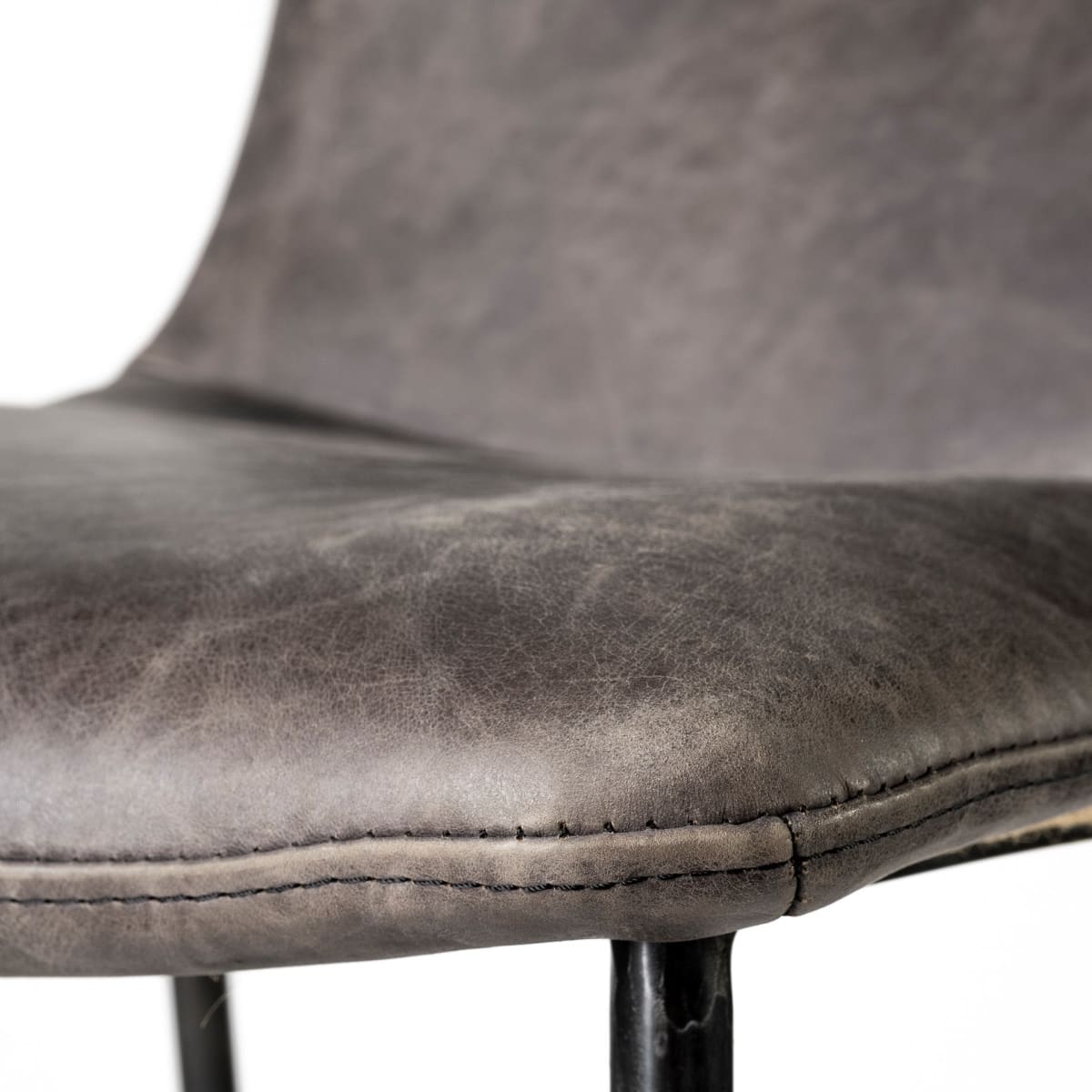 Kavalan Bar Counter Stool Ebony Leather | Black Metal | Bar - bar-stools