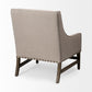 Kensington Accent Chair Beige Linen | Brown Wood - accent-chairs