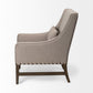 Kensington Accent Chair Beige Linen | Brown Wood - accent-chairs
