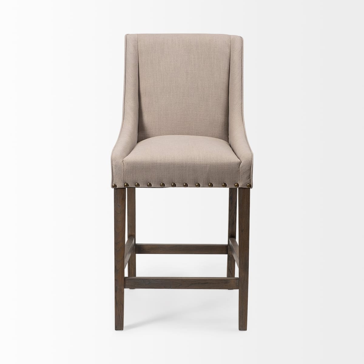 Kensington Bar Counter Stool Beige Fabric | Brown Wood - bar-stools