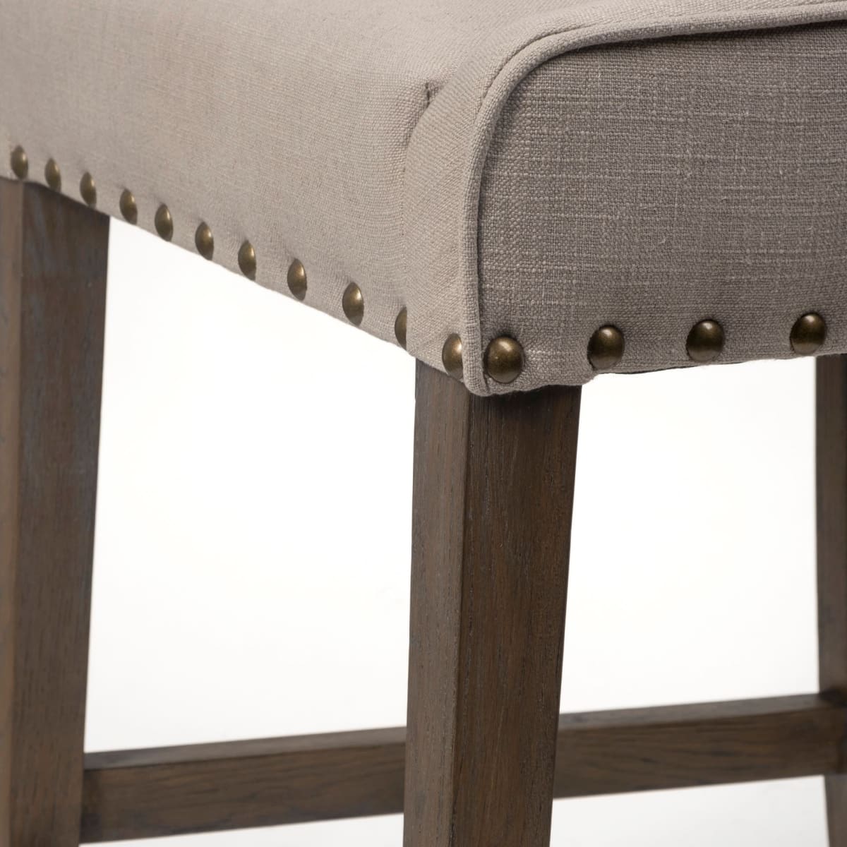 Kensington Bar Counter Stool Beige Fabric | Brown Wood - bar-stools