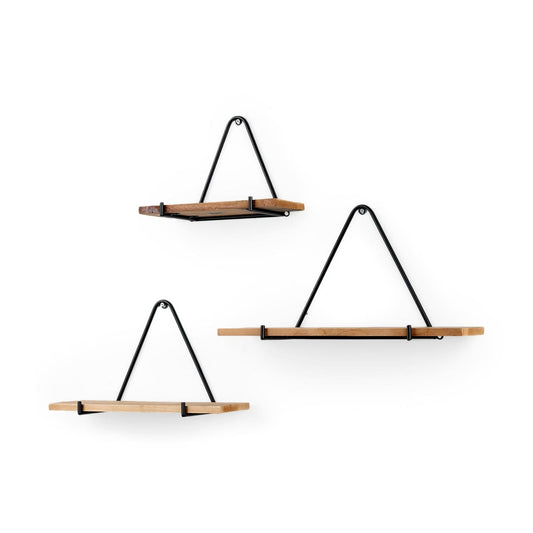 Khufu Wall Furniture Brown Wood | Black Metal - wall-furniture