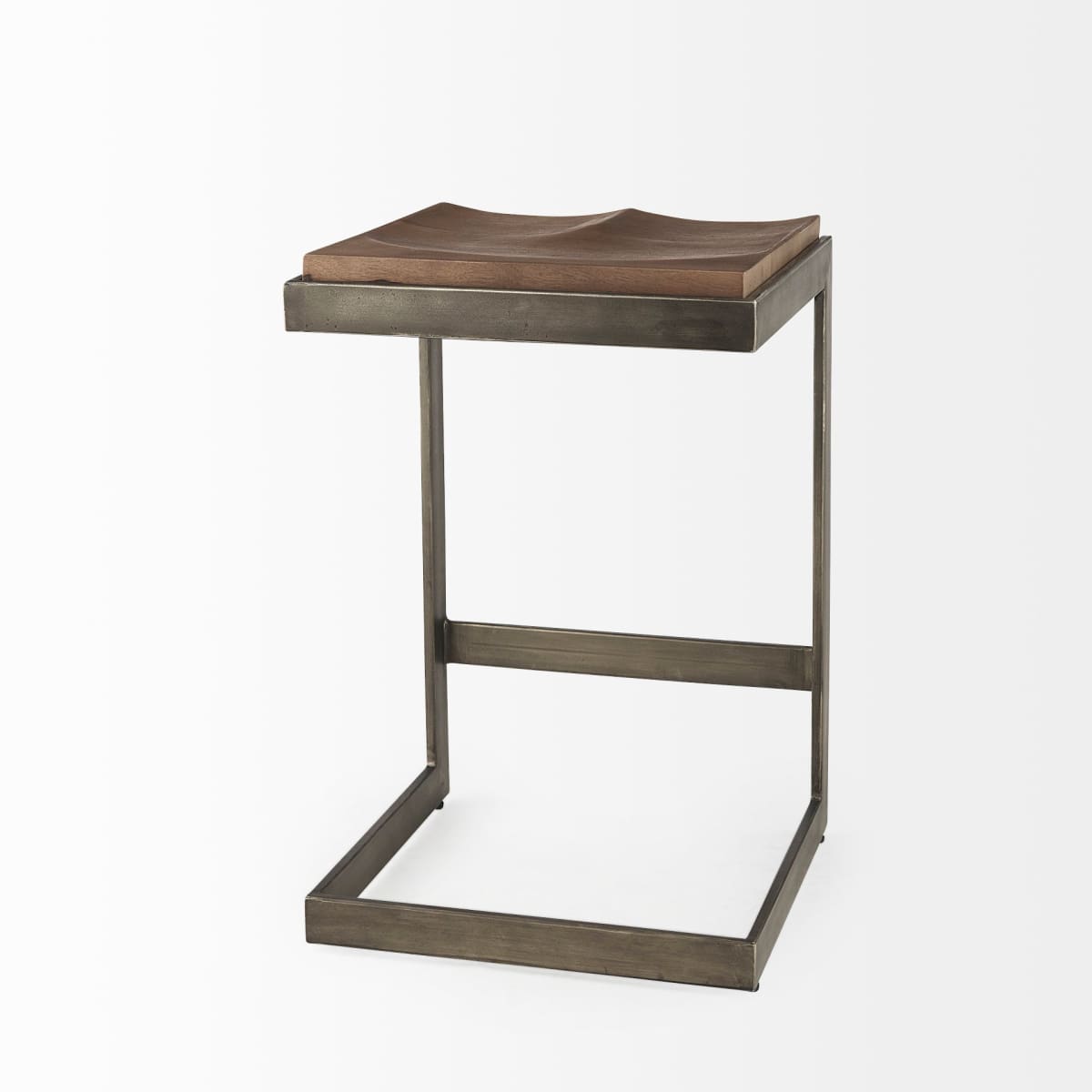Kiran Wood Seat Bar Counter Stool Brown Wood | Antique Nickel | Counter - bar-stools