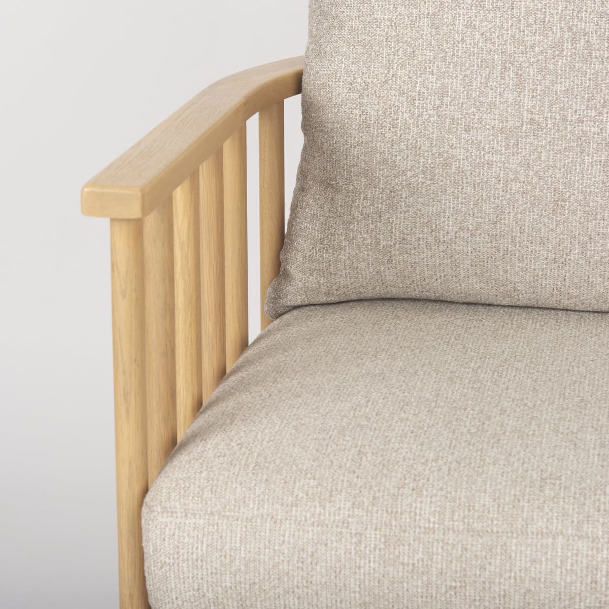 Kopari Accent Chair Beige Fabric | Light Brown Wood - accent-chairs