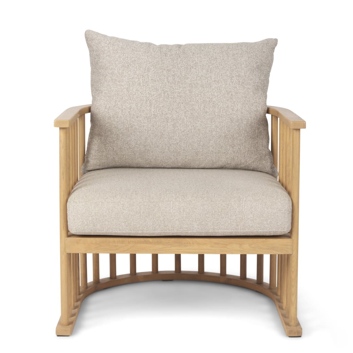 Kopari Accent Chair Beige Fabric | Light Brown Wood - accent-chairs