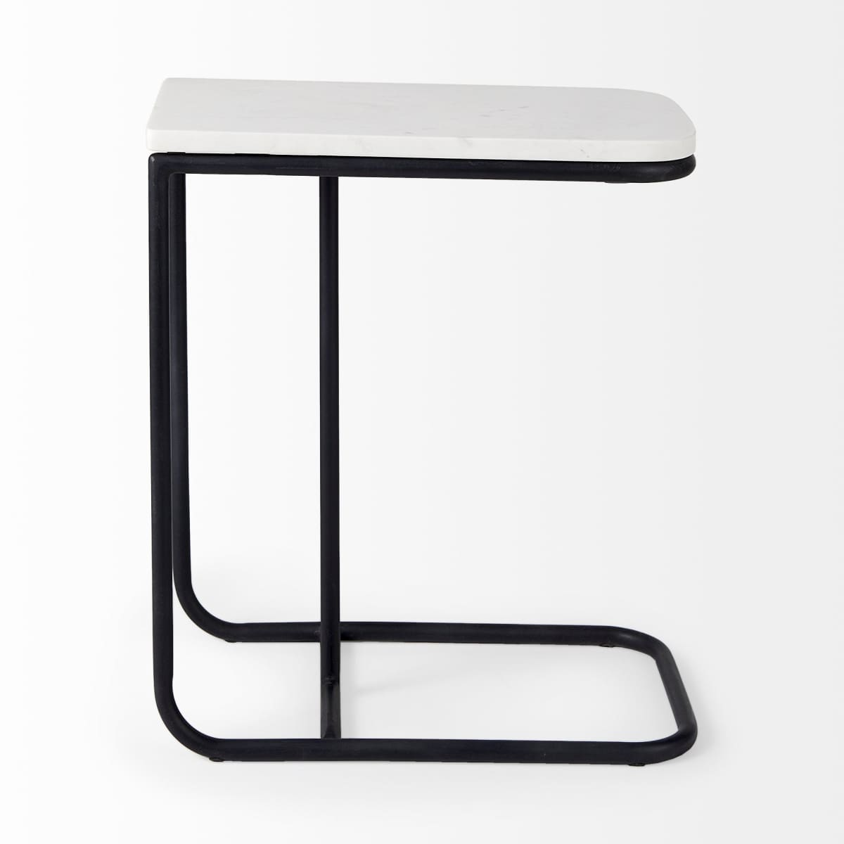 Kyra End Side Table White Marble | Black Metal - end-and-side-tables
