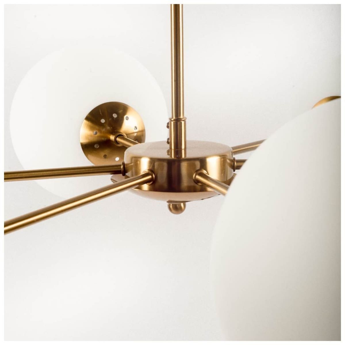 Lahey Chandelier Gold Metal | Frosted Glass - chandeliers