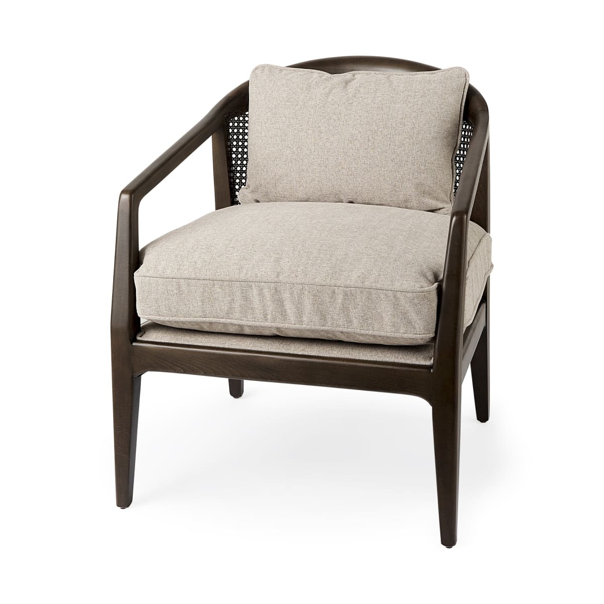 Landon Accent Chair Gray Fabric | Dark Brown Wood - accent-chairs