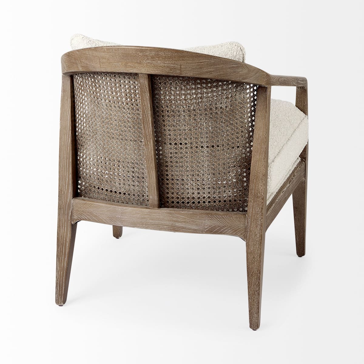 Landon Upholstered Accent Chair Cream Fabric | Brown Wood - accent-chairs
