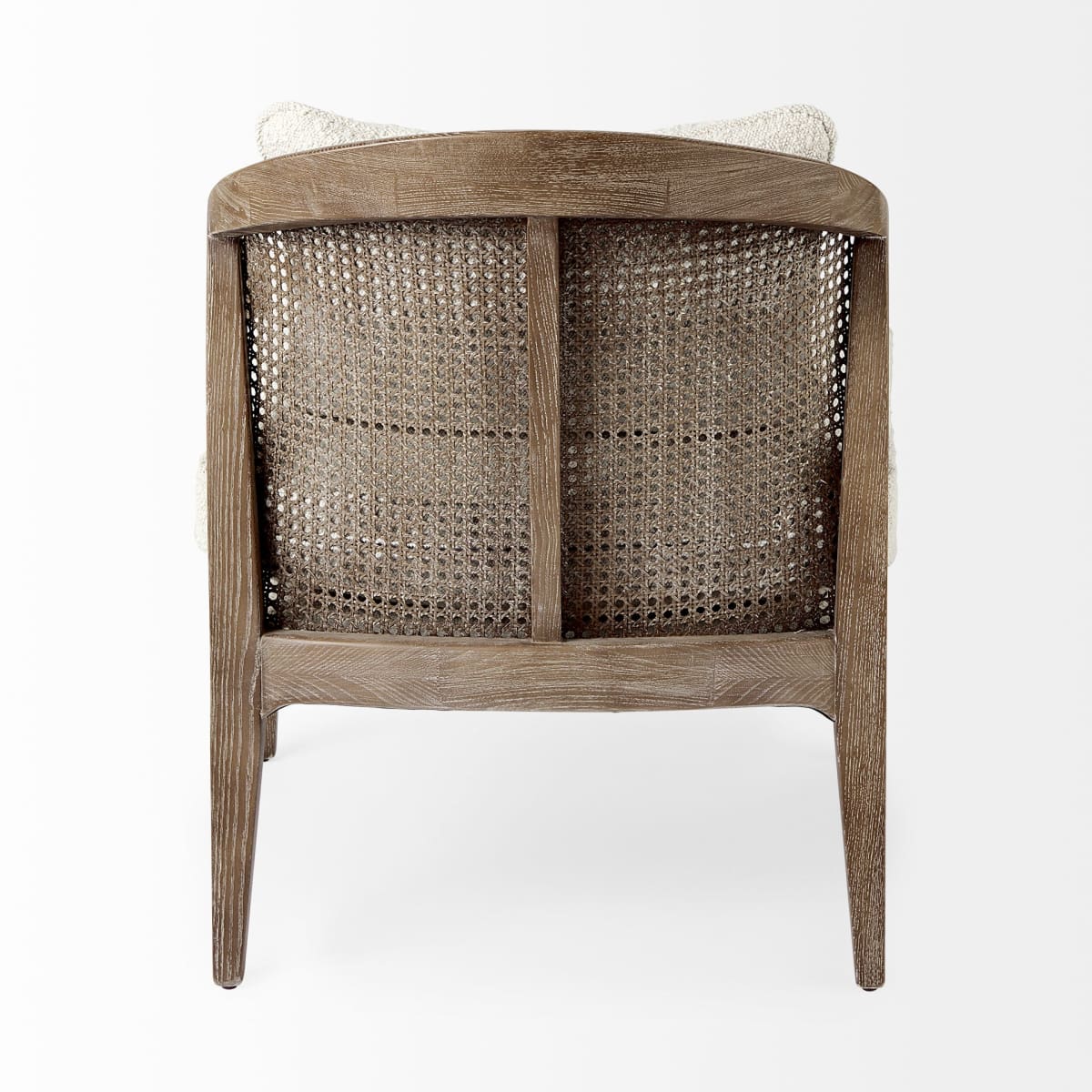 Landon Upholstered Accent Chair Cream Fabric | Brown Wood - accent-chairs