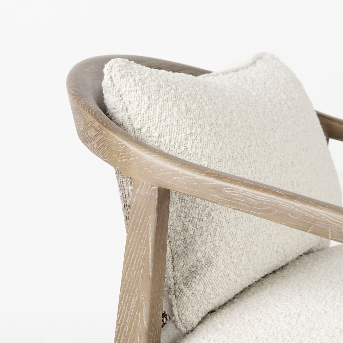 Landon Upholstered Accent Chair Cream Fabric | Brown Wood - accent-chairs