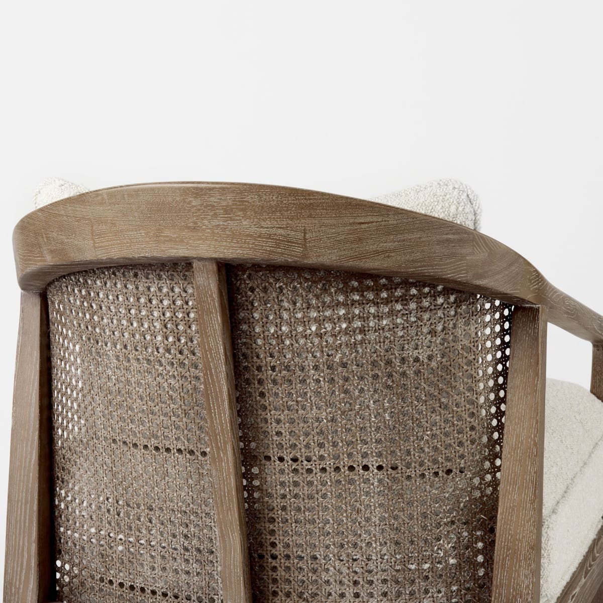 Landon Upholstered Accent Chair Cream Fabric | Brown Wood - accent-chairs