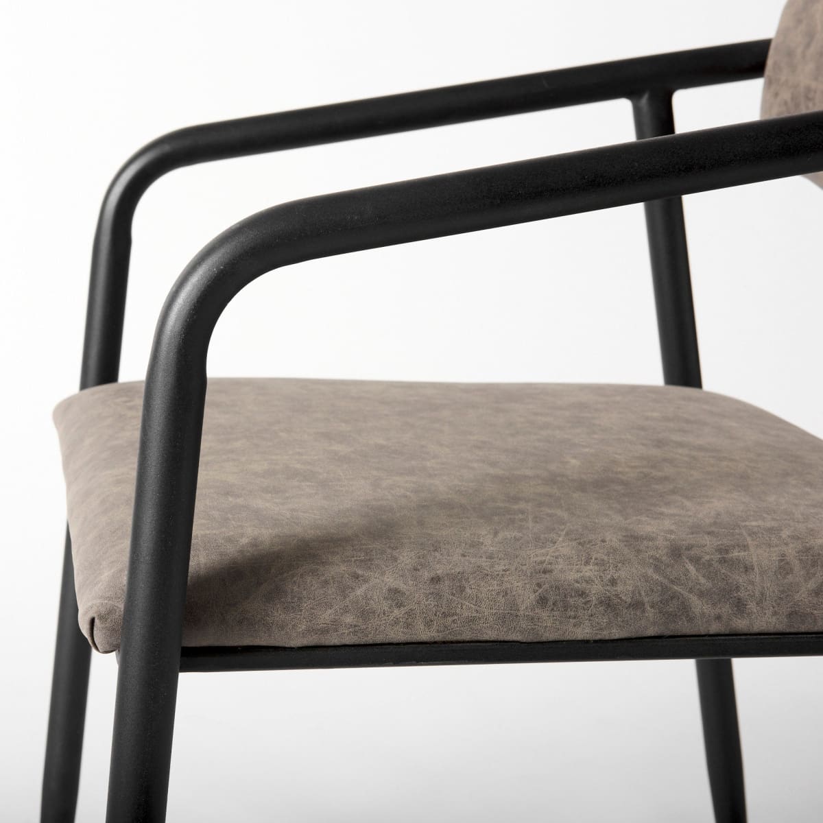 Langston Dining Chair Brown Faux Leather | Black Metal - dining-chairs