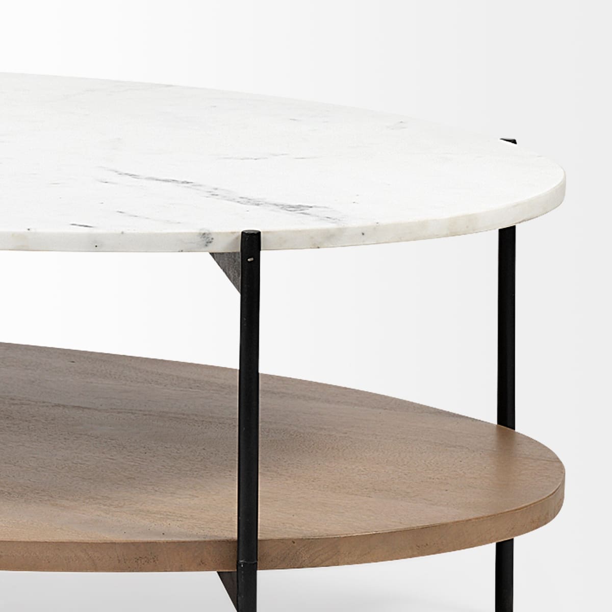 Larkin Coffee Table White Marble | Brown Wood - coffee-tables