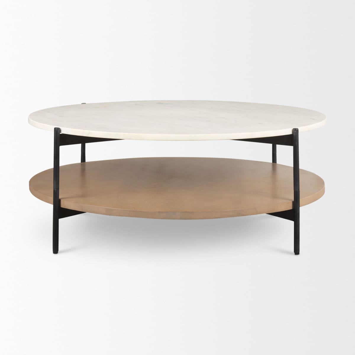 Larkin Coffee Table White Marble | Brown Wood | Round - coffee-tables