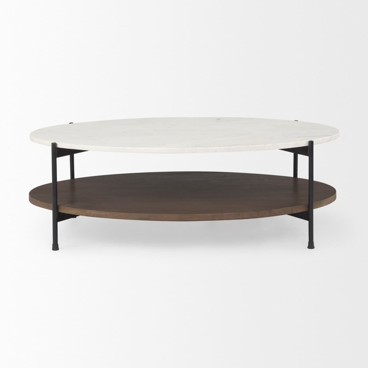 Larkin Coffee Table White Marble | Dark Brown Wood | Oval - coffee-tables