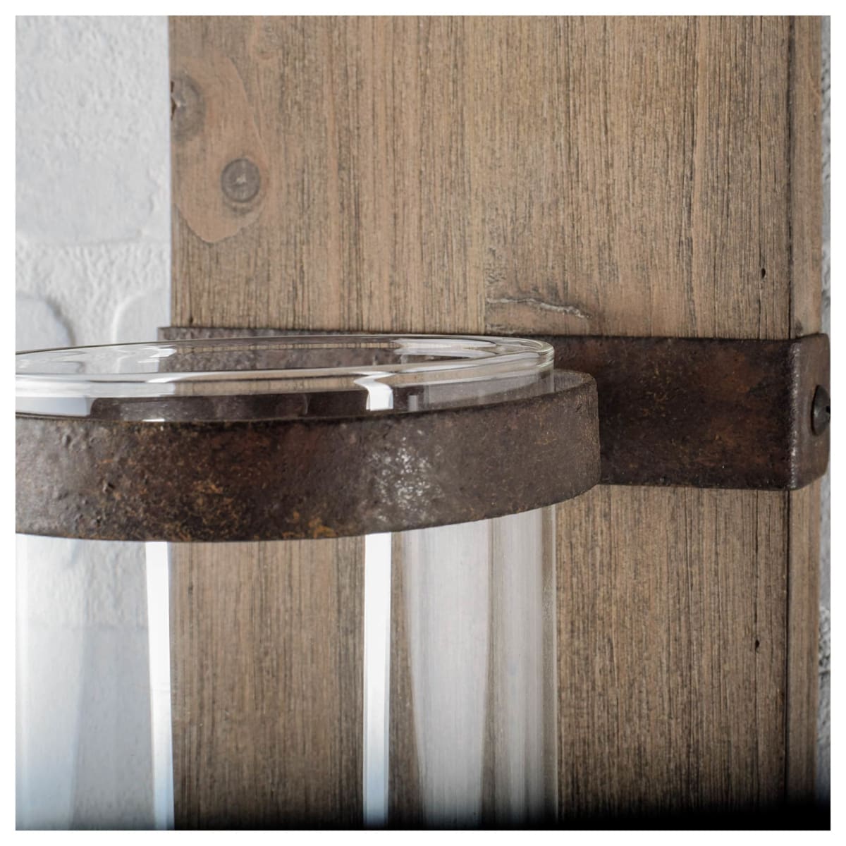 Lars Wall Candle Holder Brown Wood | Brown Metal - wall-candle-holders