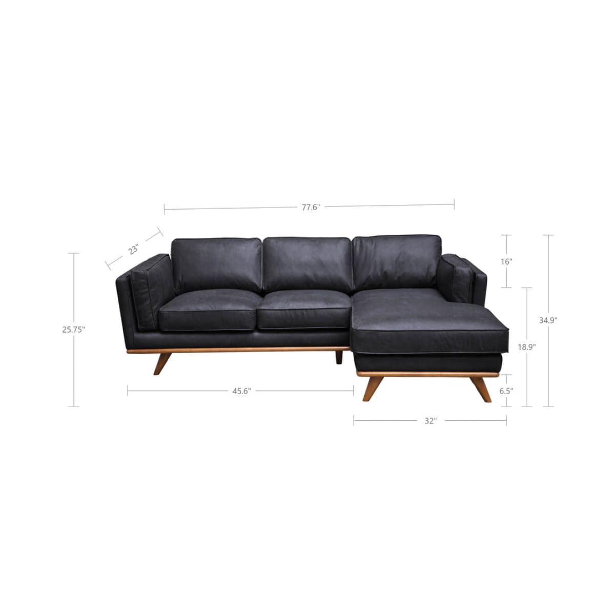 Las Vegas Aria Right Sectional - Charme Black Leather - lh-import-sectionals