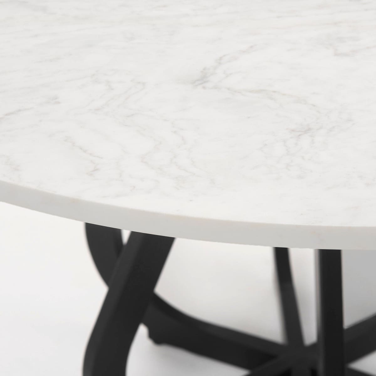 Laurent Dining Table White Marble | Black Metal - dining-table