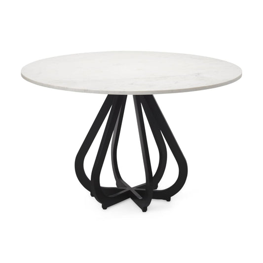 Laurent Dining Table White Marble | Black Metal - dining-table