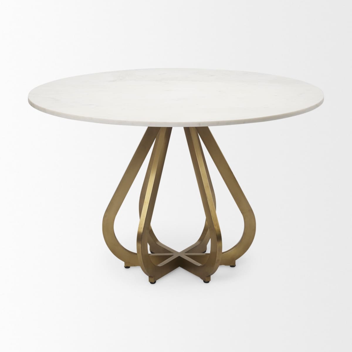 Laurent Dining Table White Marble | Gold Metal - dining-table