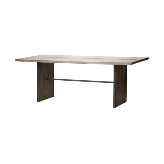 Ledger Dining Table Brown Wood | Black Metal - dining-table