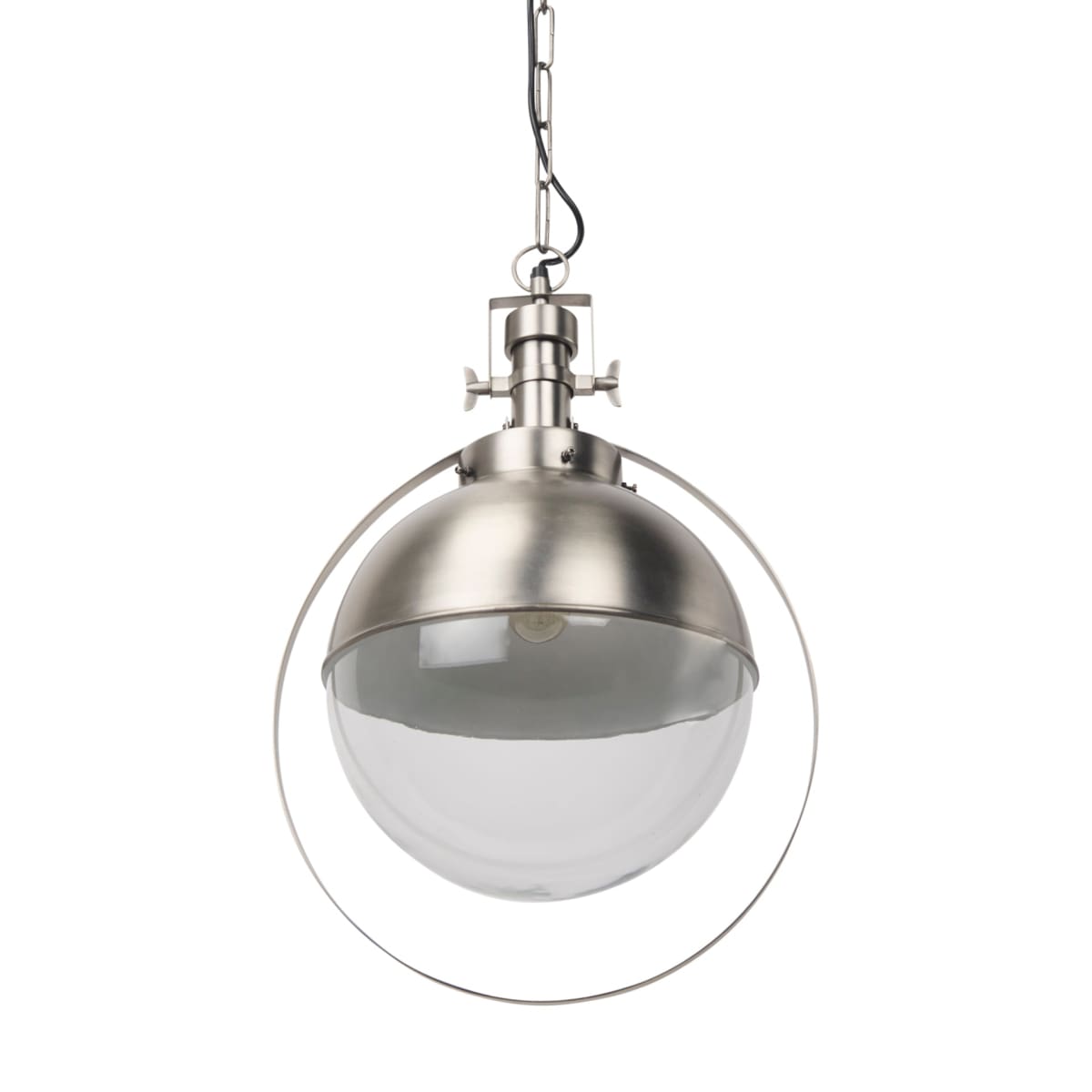 Leighton Pendant Light Antique Nickel Metal | Glass Globe - pendant-light