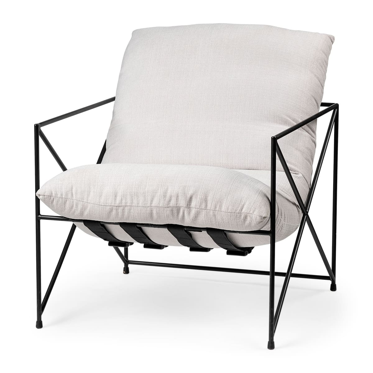 Leonidas Accent Chair Cream Fabric | Black Metal - accent-chairs